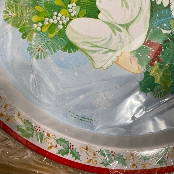 Vintage Metal Angel Print Christmas Serving Tray Circle NEW Cookie 1987 - Picture 5 of 6